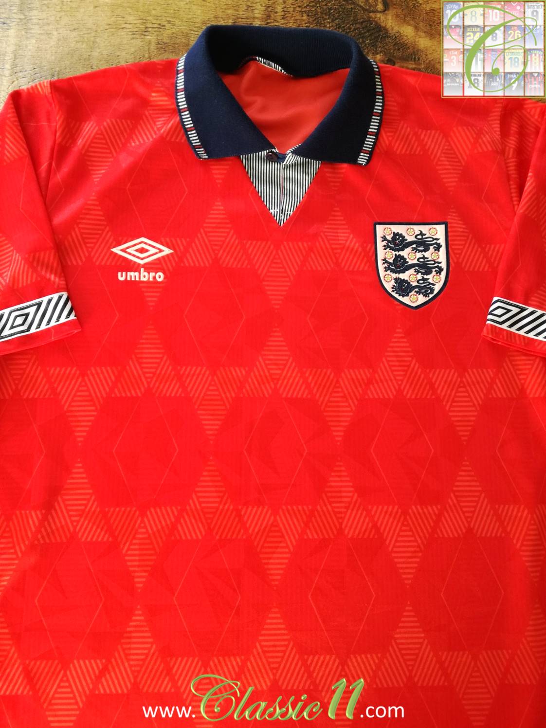 England Away football shirt 1990 1993.