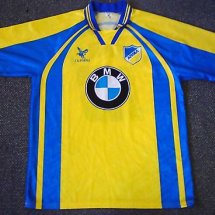 APOEL Home football shirt 1998 - 1999 sponsored by BMW