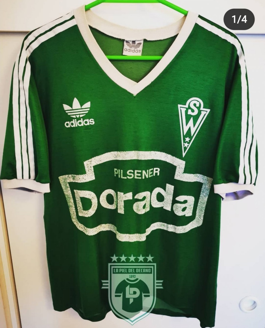 Santiago Wanderers Home Camiseta de Fútbol 1989 ?. Sponsored by Dorada