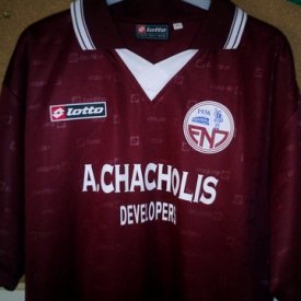 Enosis Neon Paralimni  Home football shirt 2004 - 2005 sponsored by A Chacolis Developer