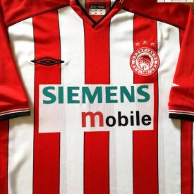 Olympiacos Home football shirt 2002 - 2003 sponsored by Siemens