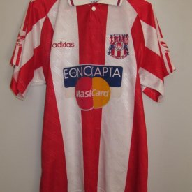 Olympiacos Home football shirt 1994 - 1995 sponsored by MasterCard