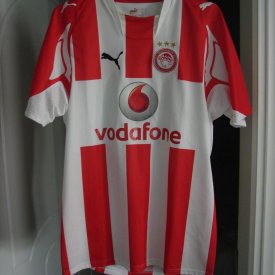Olympiacos Home football shirt 2007 - 2008 sponsored by Vodafone