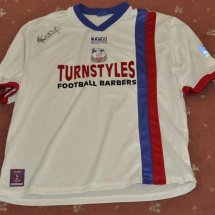 Crystal Palace Away football shirt 1999 - 2000 sponsored by Turnstyles Football Barbers