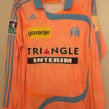 Olympique Marseille Home football shirt 2007 - 2008 sponsored by Triangle Interim