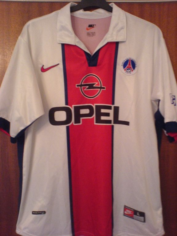 Paris Saint-Germain Away football shirt 1998 - 1999. Sponsored by Opel