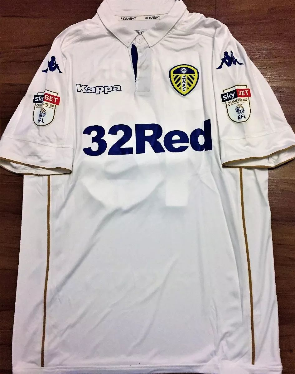 Leeds United Home football shirt 2016 2017. Sponsored by 32Red