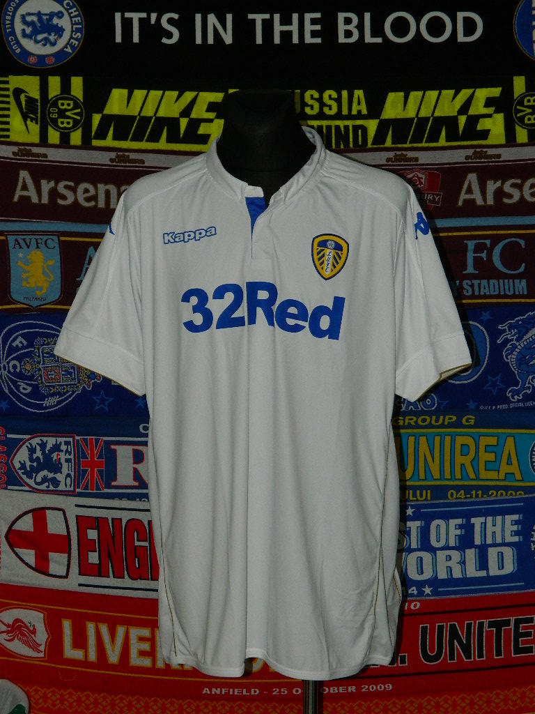 Leeds United Home football shirt 2016 2017. Sponsored by 32Red