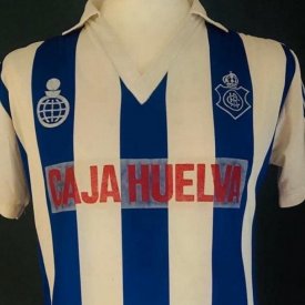 Recreativo Huelva Home football shirt 1985 - 1986 sponsored by Caja Huelva