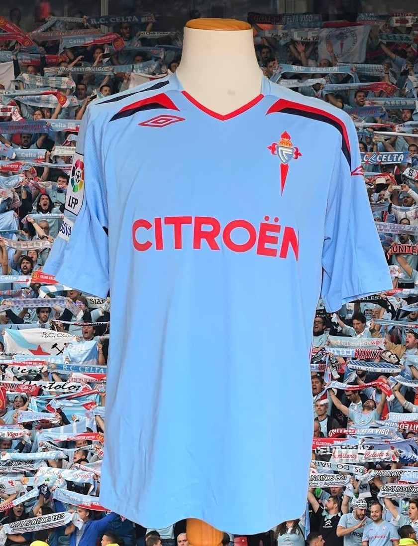 Celta Vigo Home camisa de futebol 2007 - 2008. Sponsored by Citroën