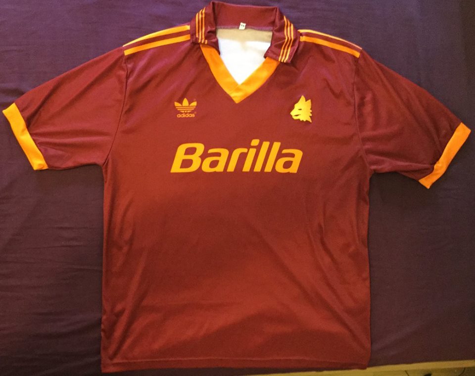 Roma Home football shirt 1992 - 1993. Sponsored by Barilla