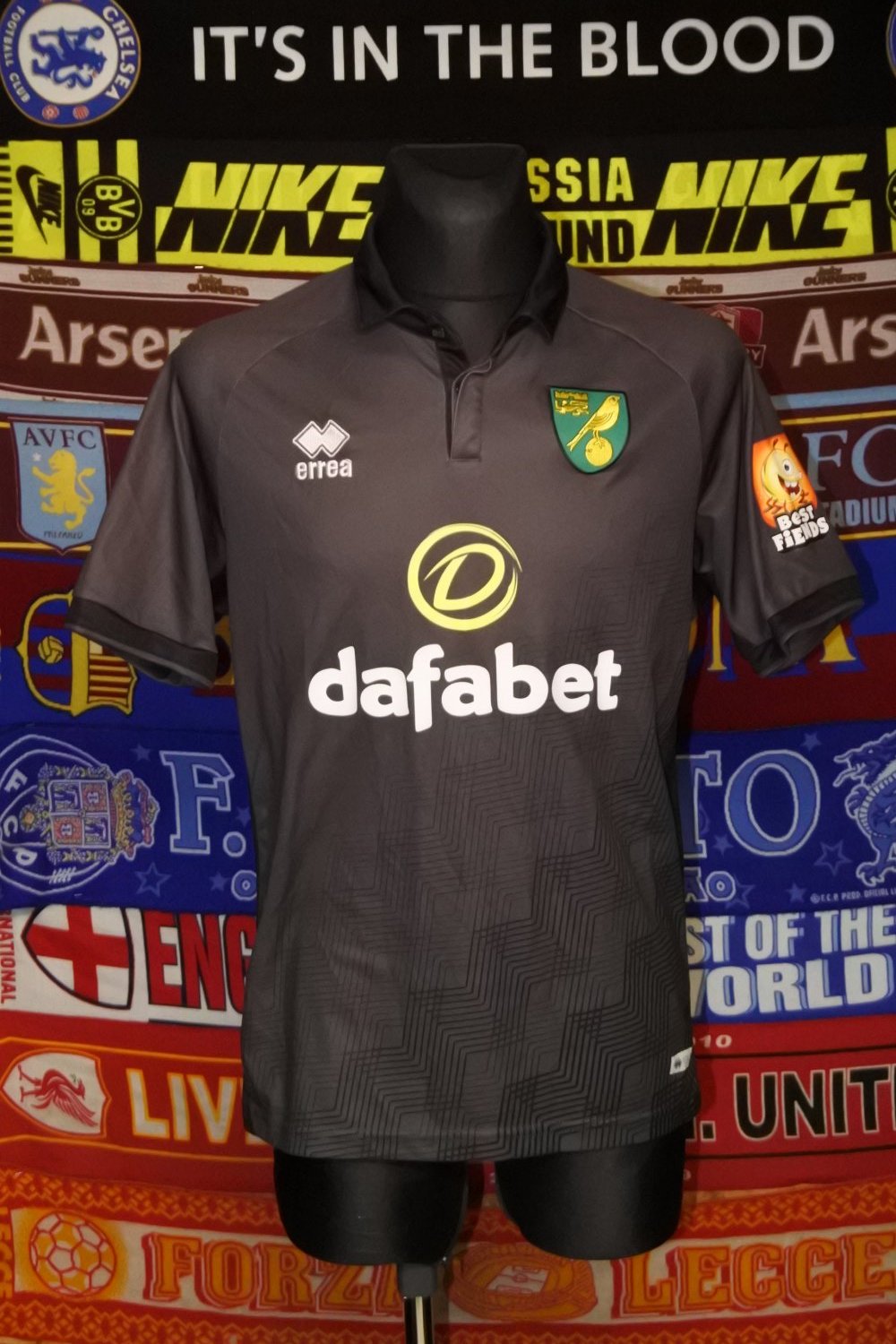 Maillot Norwich City Third 2019/2020 Errea - Homme Taille L - Noir