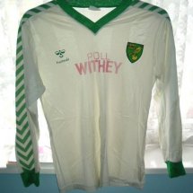 Norwich City Away football shirt 1984 - 1986 sponsored by Poll Withey Windows