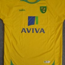 Norwich City Home football shirt 2008 - 2010 sponsored by Aviva