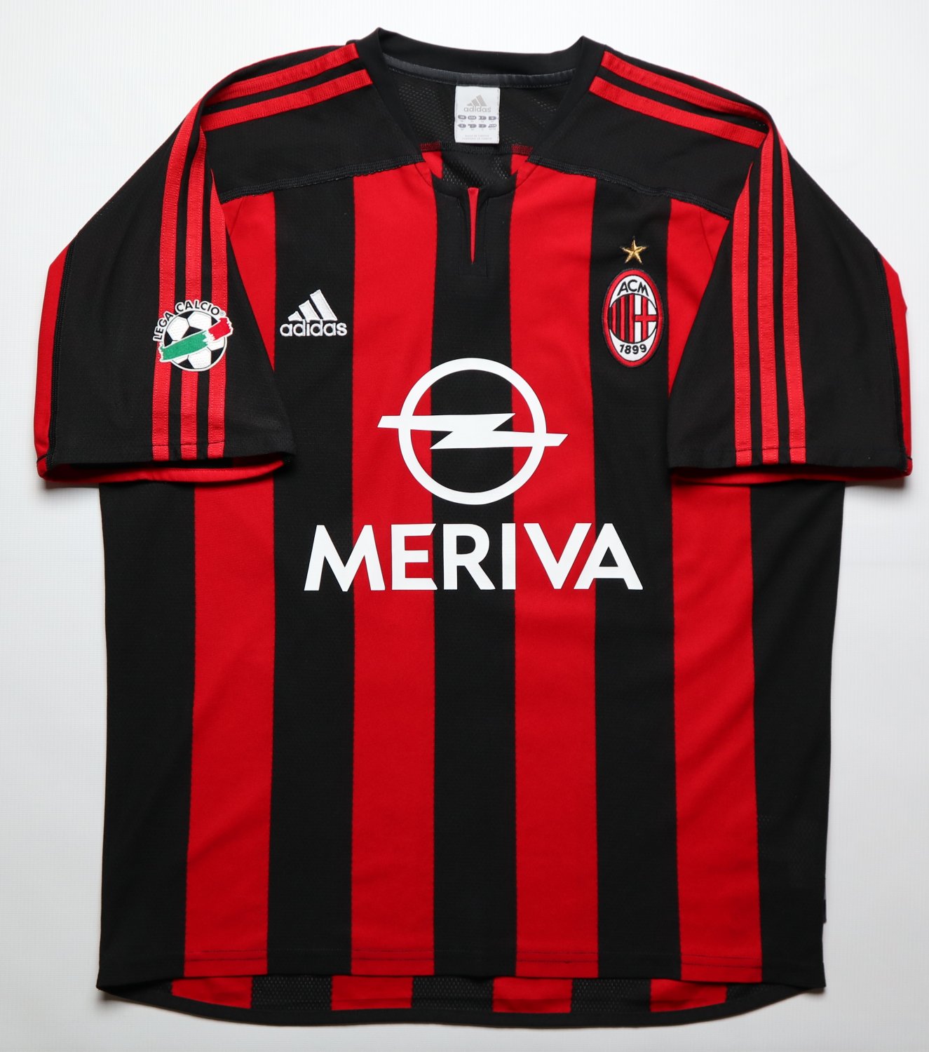 AC Milan Home football shirt 2003 - 2004. Sponsored by Opel