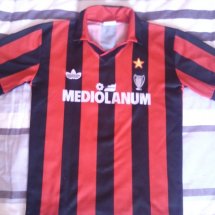 AC Milan Home football shirt 1991 - 1992 sponsored by Mediolanum