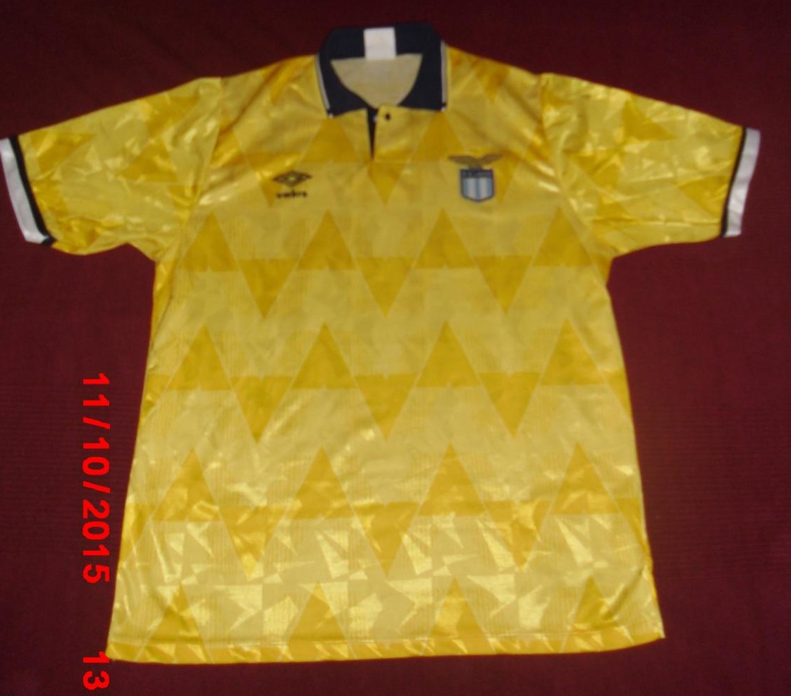 Maillot Foot Vintage SS Lazio Domicile 1989/1991 - Umbro, Taille L, Bleu, Italie