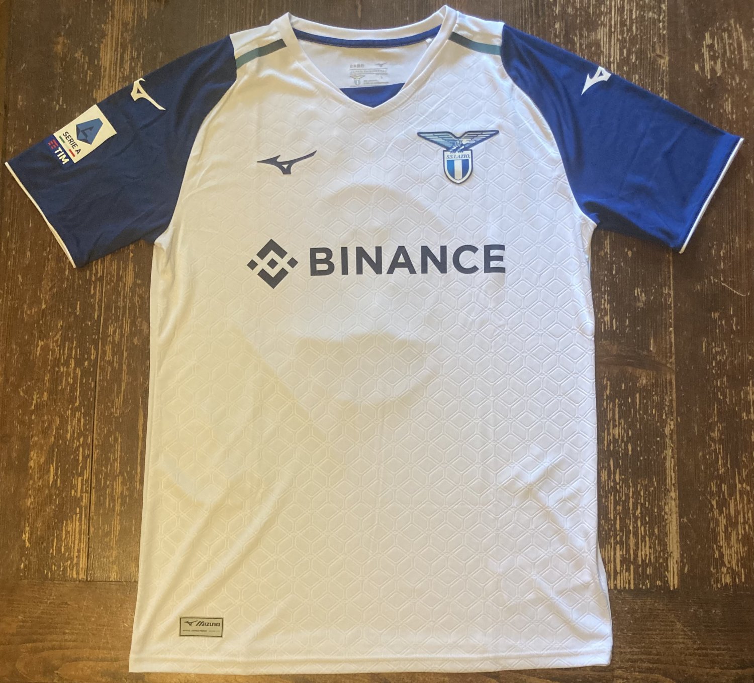 Lazio Away football shirt 2022 - 2023. Sponsored by Binance