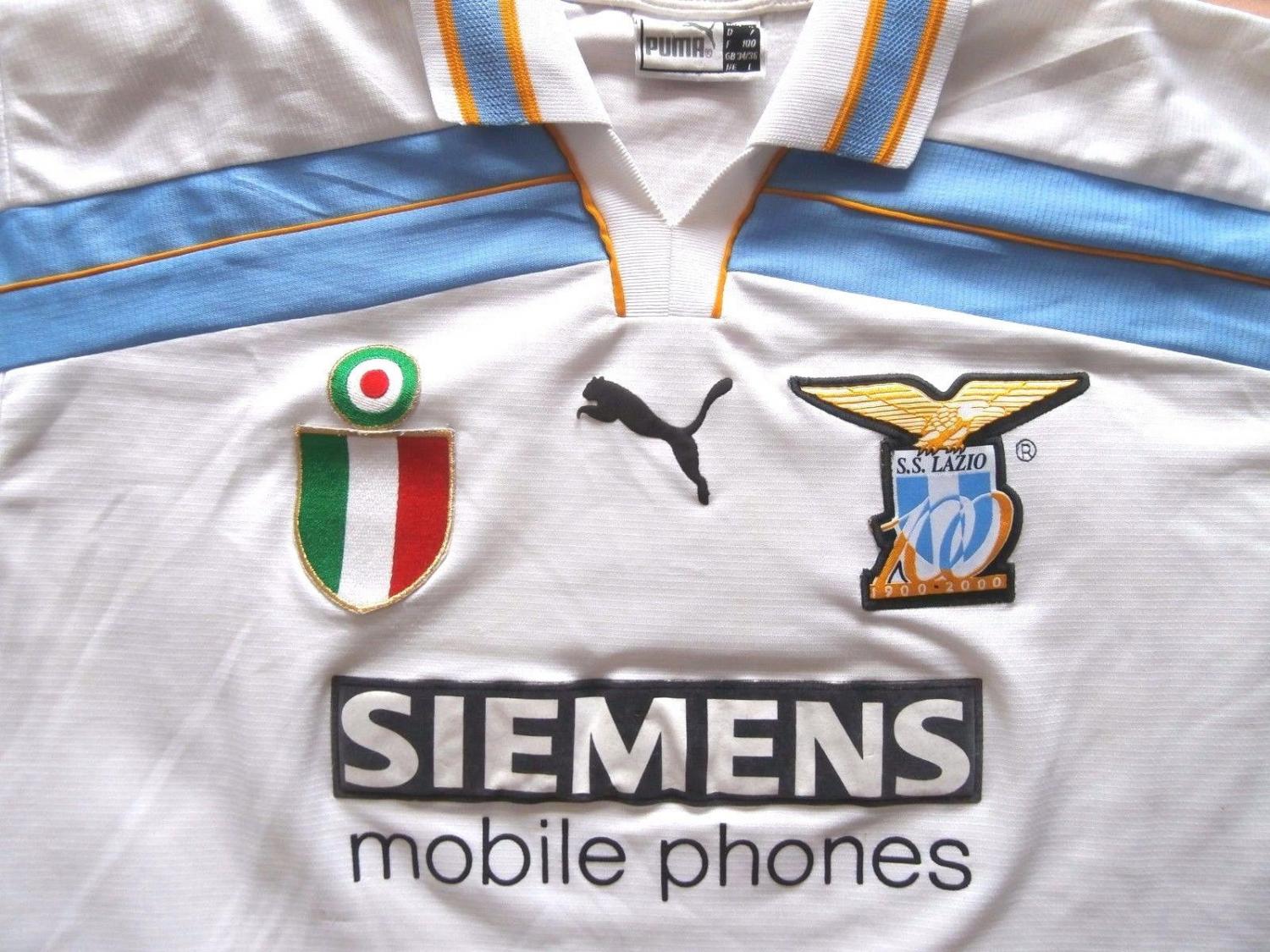 Lazio Home maglia di calcio 2000 - 2001. Sponsored by Siemens Mobile