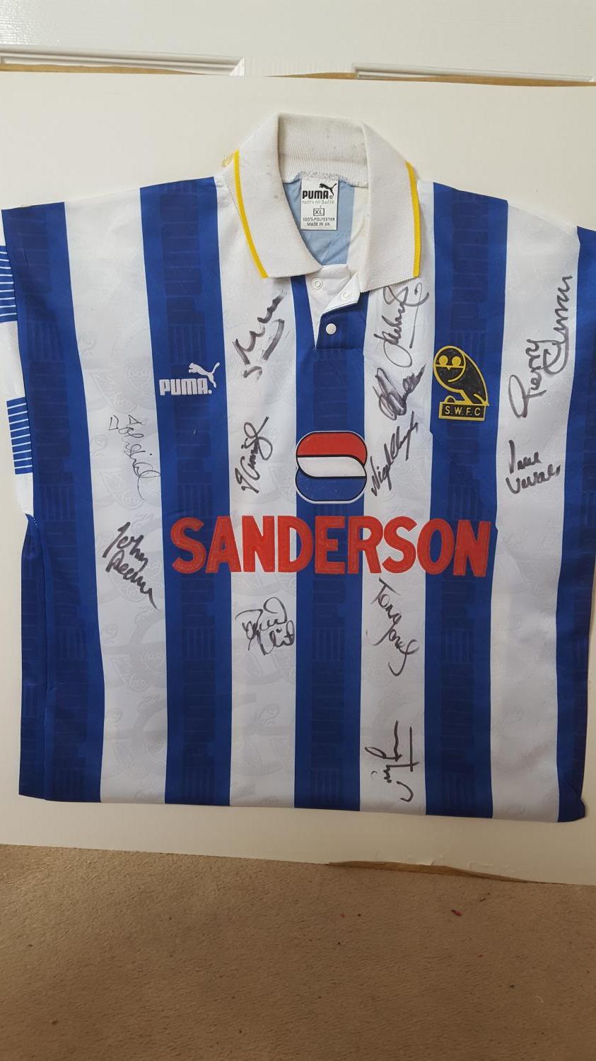 Sheffield Wednesday Home football shirt 1993 - 1995. Sponsored by Sanderson
