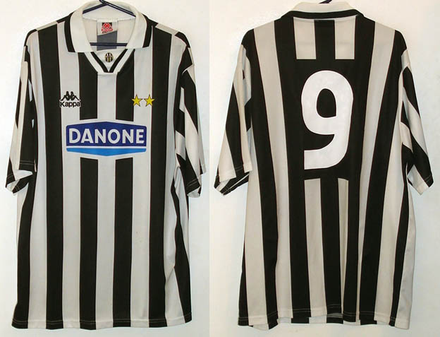 Juventus Home football shirt 1994 - 1995. Sponsored by Danone