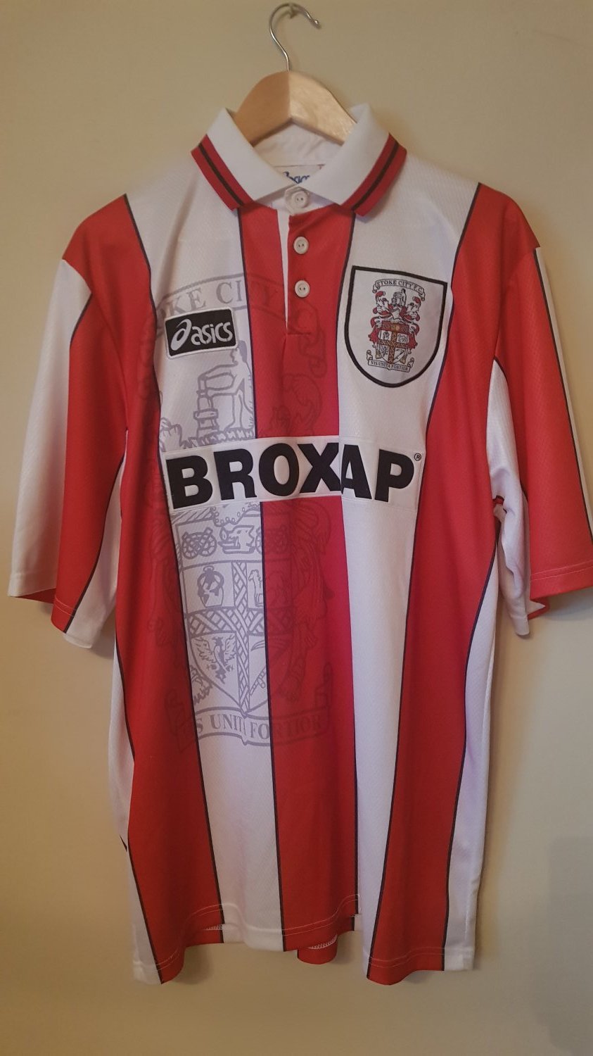 Stoke City Home football shirt 1995 - 1996. Sponsored by Broxap
