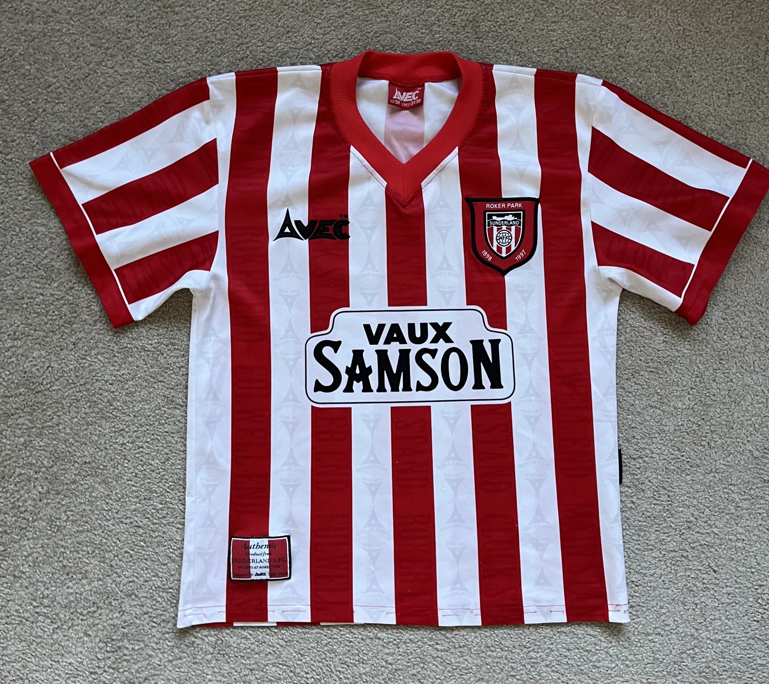 Sunderland Home football shirt 1996 - 1997. Sponsored by Vaux Samson