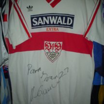 VfB Stuttgart Home futbol forması 1985 - 1987 sponsored by Sanwald Extra