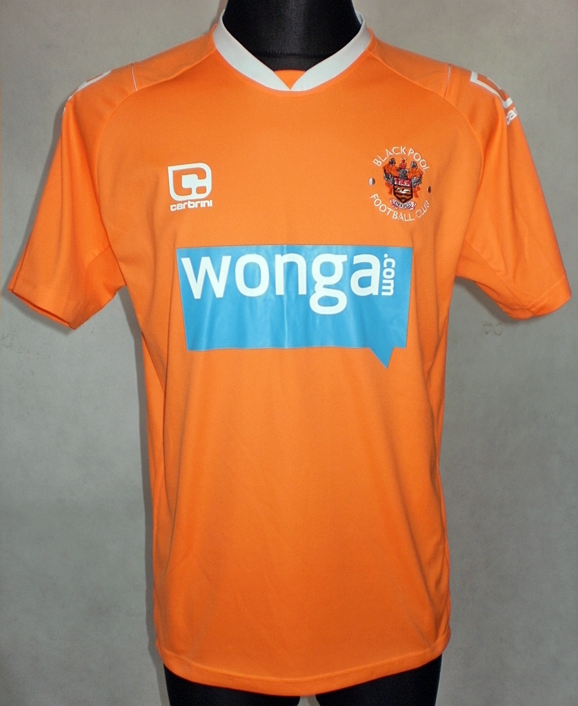 Blackpool Home football shirt 2010 2011. Sponsored by Wonga
