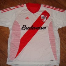 River Plate Home football shirt 2002 - 2004 sponsored by Budweiser