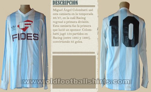 Racing Club Home football shirt 1986 - 1987