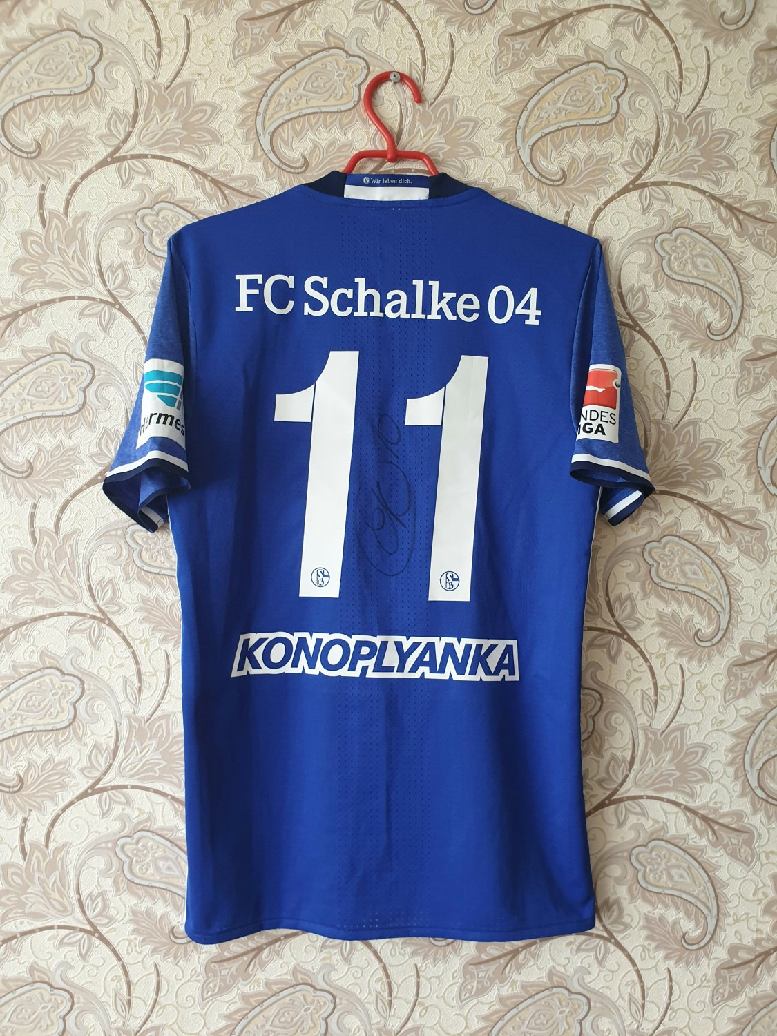 Écharpe FC Schalke 04 « Ein Leben Lang » | 100% Coton | 150 X 17 Cm | Bleu Et Blanc | Supporteur