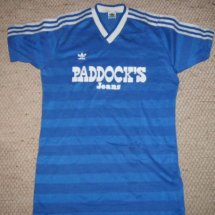 FC Schalke 04 Home football shirt 1985 - 1986 sponsored by Paddocks Jeans