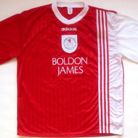 Crewe Alexandra Home football shirt 1996 - 1997 sponsored by Golden James