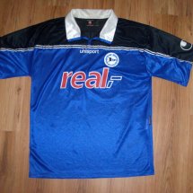 Arminia Bielefeld Home football shirt 2001 - 2002 sponsored by Real Hypermarket
