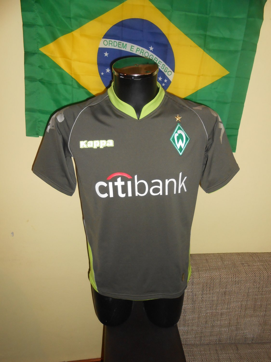 Maillot Werder Bremen Extérieur 2007/08 – Taille S – Diego – Kappa Vert Homme