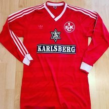 1. FC Kaiserslautern Home football shirt 1984 - 1985 sponsored by Karlsberg