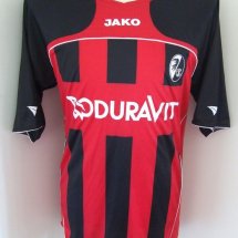 Freiburg Home football shirt 2008 - 2009 sponsored by Duravit