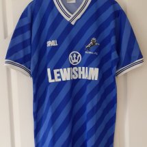 Millwall Home football shirt 1987 - 1988 sponsored by Lewisham
