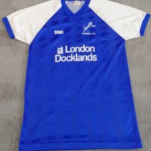 Millwall Home football shirt 1986 - 1987 sponsored by London Docklands
