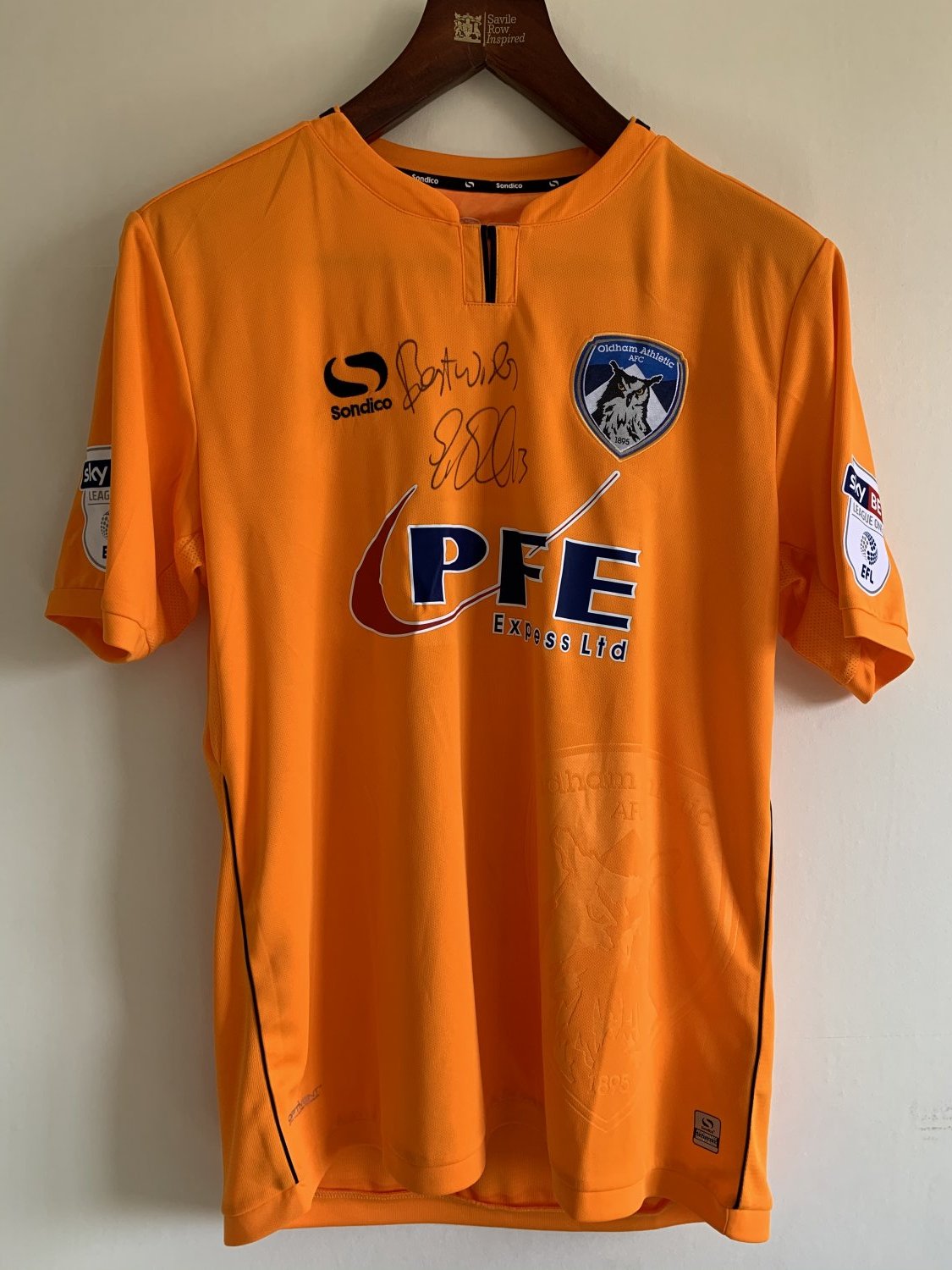 Oldham Athletic Away football shirt 2017 - 2018. Sponsored by PFE