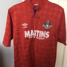 Oldham Athletic Home football shirt 1988 sponsored by Martin's Motor Group