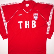 Dynamo Bucharest Home football shirt 1990 - 1991 sponsored by THB