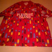 Scunthorpe United Home football shirt 1994 - 1996 sponsored by Pleasure Island