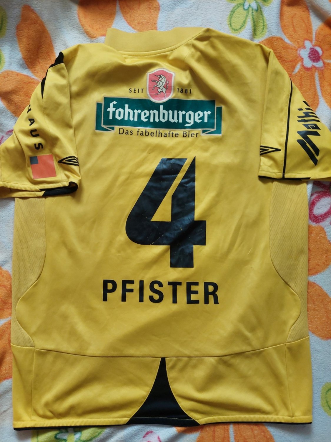 Maillot De Football Match Porté Et Signé Rheindorf Altach Années 2000 - Taille XL, Domicile Jaune, Signé Dorta #12