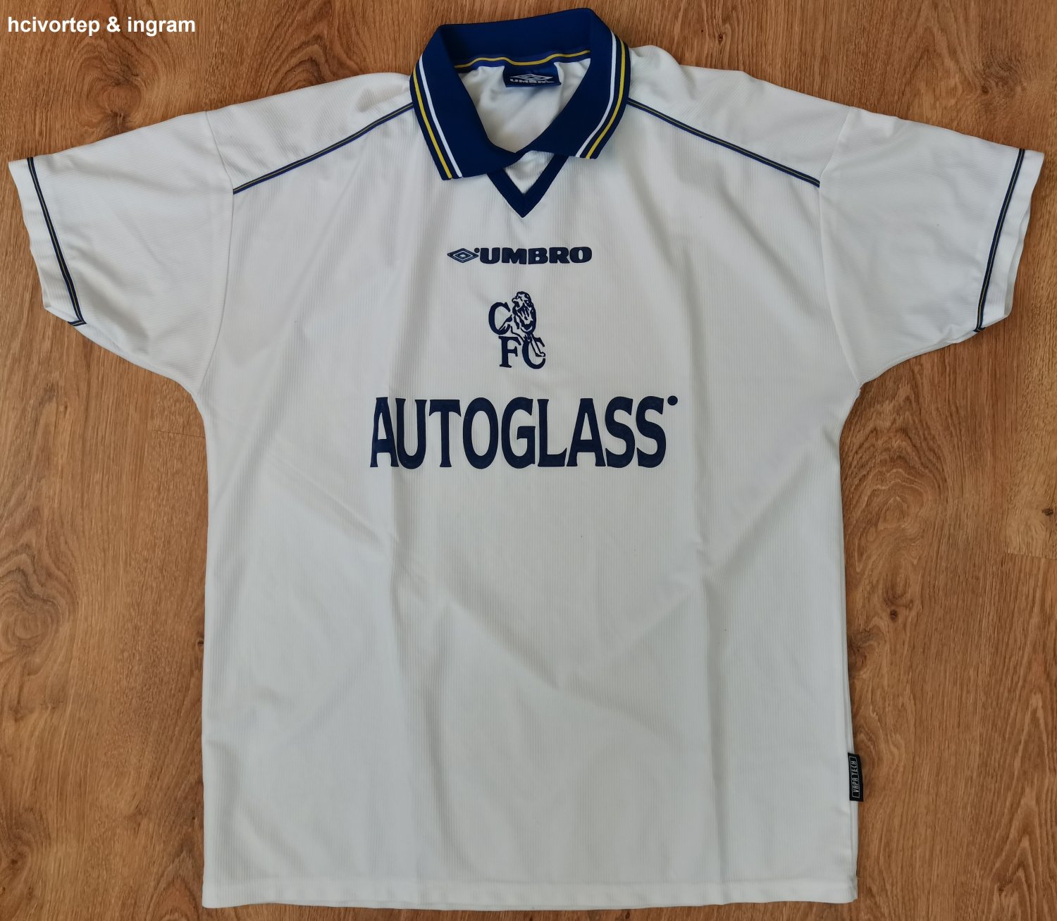 Maillot Vintage Chelsea Umbro 2002 – Extérieur Jaune, Taille L, Autoglass