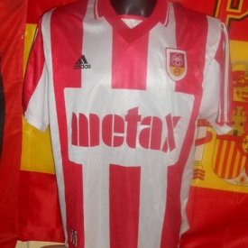 Aalborg BK Home football shirt 1999 - 2000 sponsored by Metax