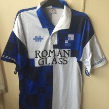 Bristol Rovers Home football shirt 1993 - 1995 sponsored by Roman Glass