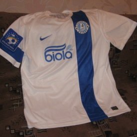 Dnipro Dnipropetrovsk Home football shirt 2014 - 2015 sponsored by Biola