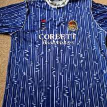 Chester FC Home football shirt 1992 - 1993 sponsored by Corbets